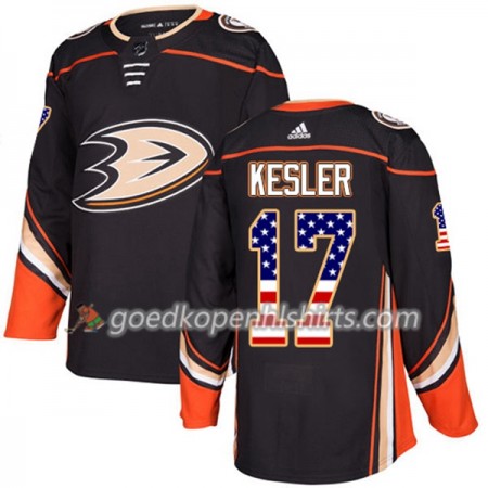 Anaheim Ducks Ryan Kesler 17 Adidas 2017-2018 Zwart USA Flag Fashion Authentic Shirt - Mannen